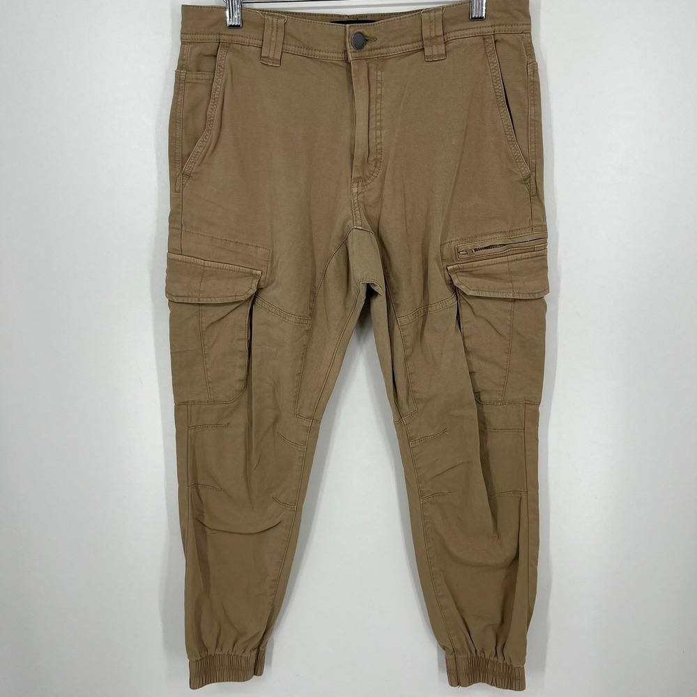 Cotton On Mens Tan Khaki Cargo Jogger Pants Size 32 Tactical Utility Streetwear